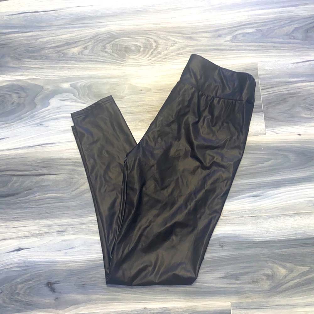 High waisted leather leggings